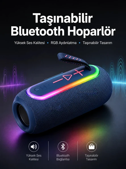 Kablosuz Bluetooth Hoparlör Uzun Pil Ömrü Taşınabilir ürün görseli 1
