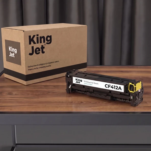 KingJET HP Uyumlu CF412A Sarı Standart Kapasiteli (Tekli) Çipli Muadil Toner | MFP M477fdn ürün görseli 1