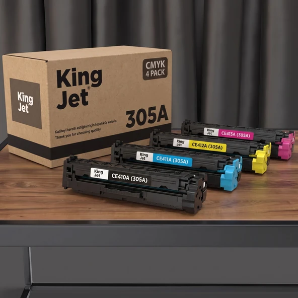 KingJET HP Uyumlu 305A 4 Renk Standart Kapasiteli (Takım) Çipli Muadil Toner | HP LaserJet Pro 400 Color M451dw ürün görseli 1