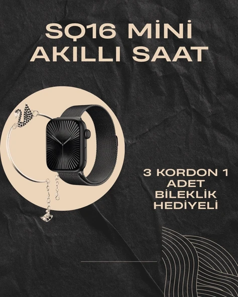 SQ-16 Mini Series 10 Akıllı Saat | Şık ve Hafif Tasarım, 3 Kordon Seçeneği ürün görseli 1
