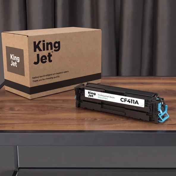 KingJET HP Uyumlu CF411A Mavi Standart Kapasiteli (Tekli) Çipli Muadil Toner | MFP M377dw ürün görseli 1