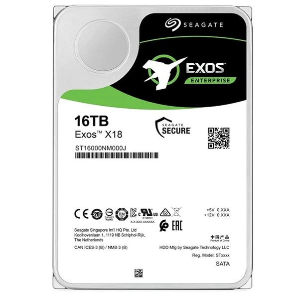 SEAGATE 16TB 3.5" EXOS ST16000NM000J 7200 RPM 256MB SATA-3 NAS ve Güvenlik Diski ürün görseli 1