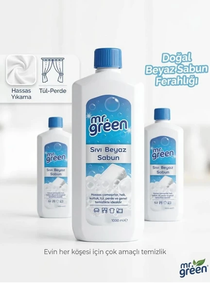 mr.green beyaz sıvı sabun 1 LİTRE 1 ADET ürün görseli 1