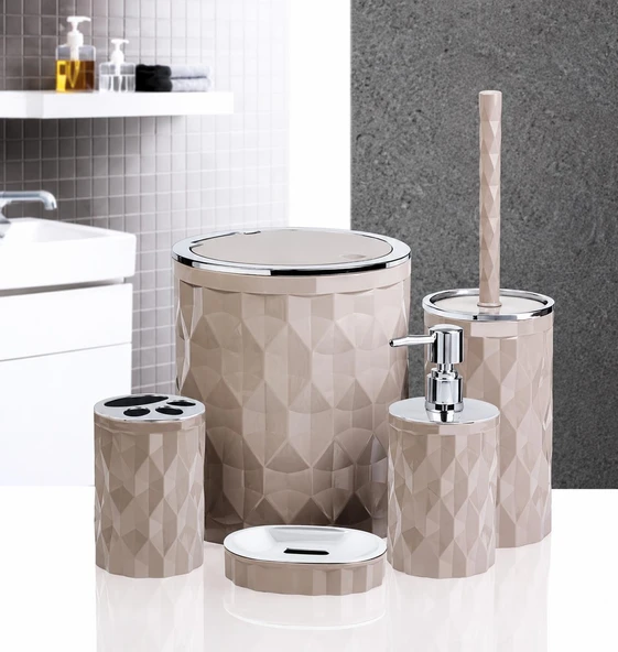 Kosova Diamond 5'li Banyo Seti Kahve/Krom OKY-1304 Dmd-03 ürün görseli 1