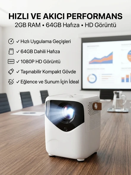 Yüksek HD Görünümlü Taşınabilir Projeksiyon Cihazı ürün görseli 1