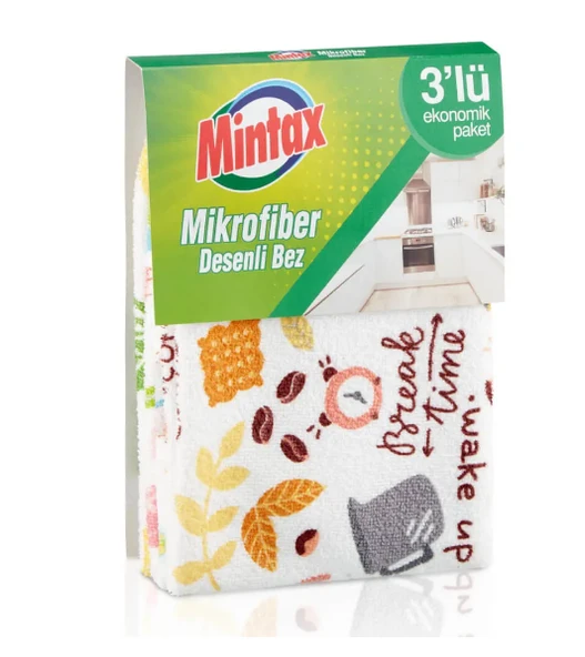 Mintax Mikrofiber Desenli Bez 3'lü ürün görseli 1