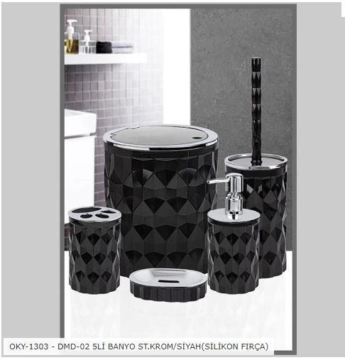 Kosova Diamond 5'li Banyo Seti Siyah/Krom OKY-1303 Dmd-02 ürün görseli 1