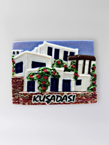 KUŞADASI Polyester Kabartmalı Magnet 7,5 x 5,5 cm Dekoratif Hediyelik Buzdolabı Süsü (Kod:1594) ürün görseli 1
