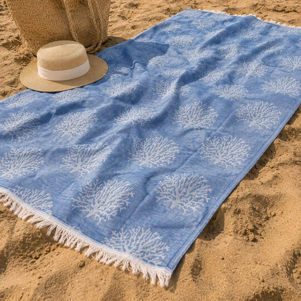 Soft Mercan Peştamal - Mavi - 80x140 cm - Resim 2