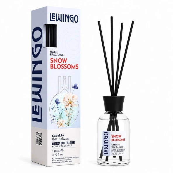 Snow Blossoms Bambu Çubuklu Oda Kokusu - 110 ml - Cam Şişe ürün görseli 1