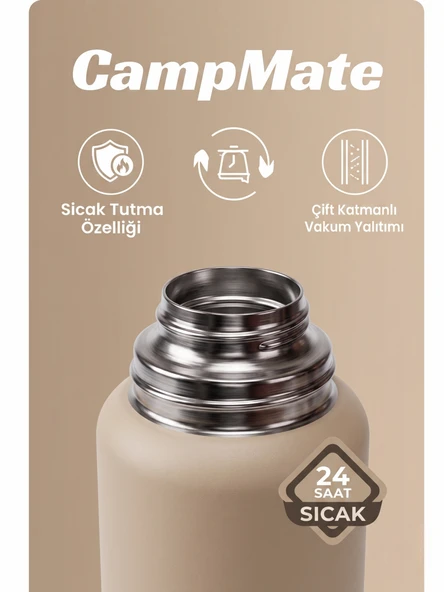 750 ML Çift Katlı Çelik Termos-24 Saat Sıcak, 48 Saat Soğuk,(Kamp, Piknik, Ofis, Seyahat) ürün görseli 1