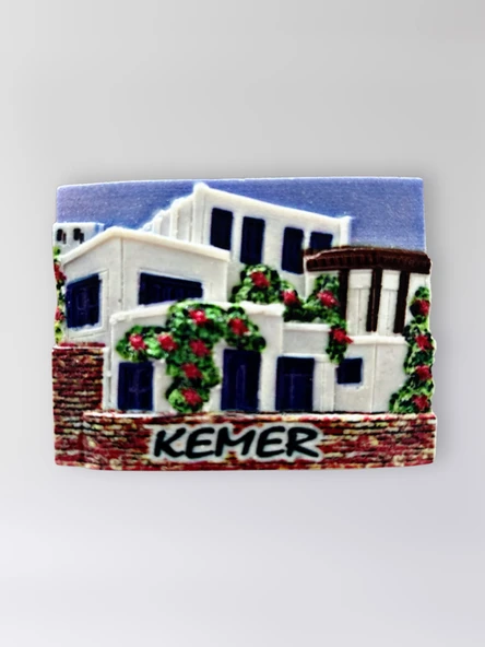 KEMER Polyester Kabartmalı Magnet 7,5 x 5,5 cm Dekoratif Hediyelik Buzdolabı Süsü (Kod:1593) ürün görseli 1