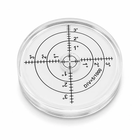 Powermaster Yuvarlak Masa Tipi 60 Mm Düz Yüzey 5/1000 Şeffaf Su Terazisi ürün görseli 1