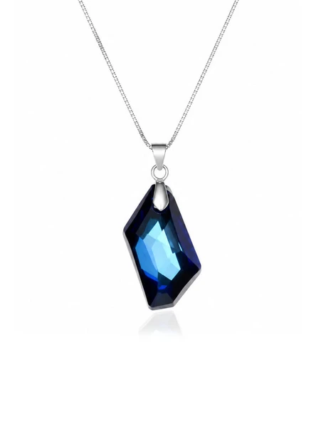 925 Ayar Swarovski Taşlı 6670 24mm Crystal Bermuda Blue De-Art Gümüş Kolye ürün görseli 1