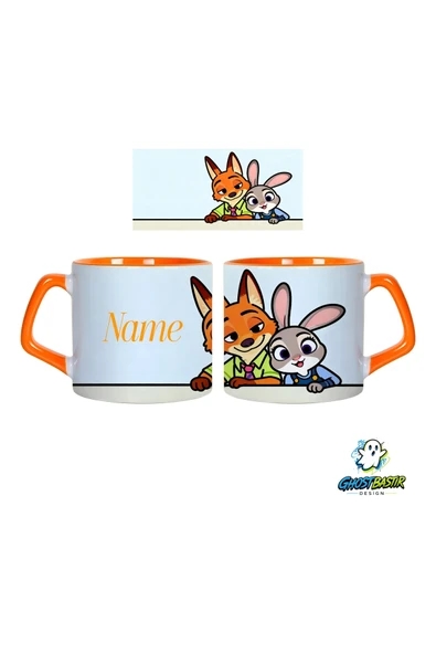 Ghostbastır Desıgn Kişiye Özel Zootropolis Judy ve Nick Kupa Bardak | Tek Adet 0927 ürün görseli 1