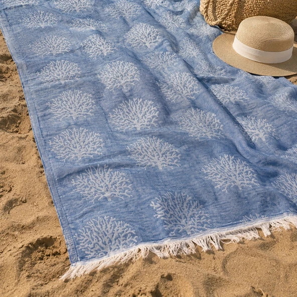 Soft Mercan Peştamal - Mavi - 80x140 cm ürün görseli 1