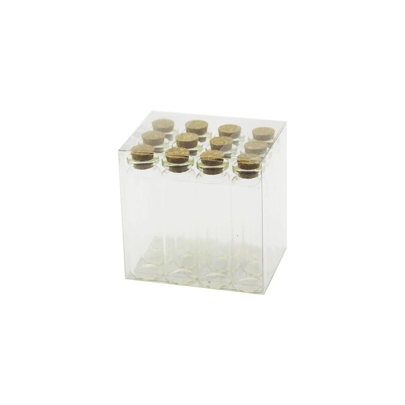 Boş Tüp Cam Şişe - 20 ml - Mantar Kapak ürün görseli 1