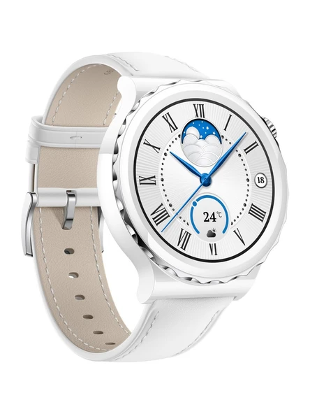 Huawei Watch GT 3 Pro 43MM Seramik Kasa - Beyaz Deri Modeli ile Sağlık Takibi ve Bağlantı Özellikleri ürün görseli 1