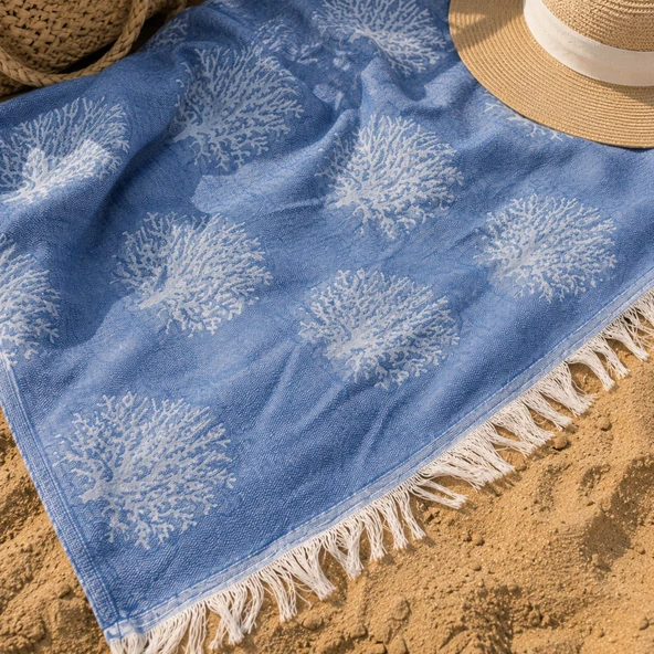 Soft Mercan Peştamal - Mavi - 80x140 cm - Resim 3