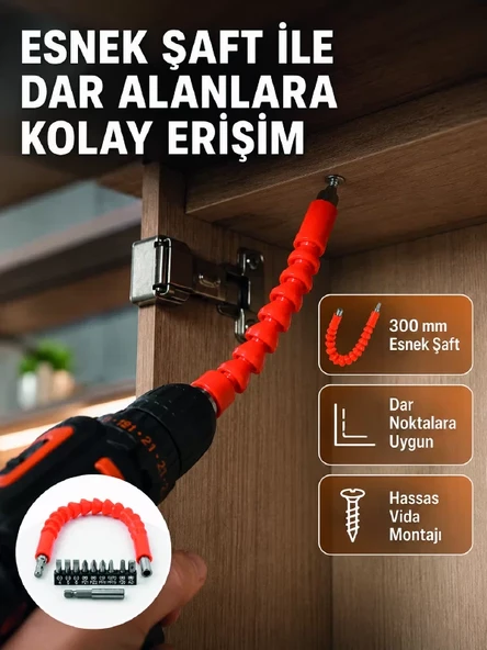 12 Parça Esnek Bits Uç Seti 300 mm Esnek Şaftlı Tornavida Uç Seti ürün görseli 1