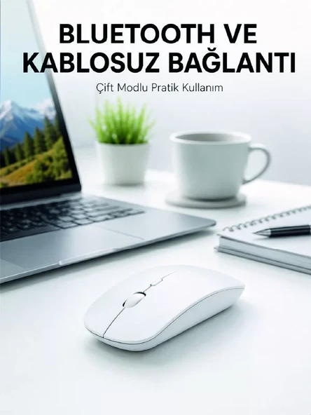 Bluetooth Kablosuz Wireless Mouse Şarjlı Sessiz Ergonomik 5000 DPI Fare ürün görseli 1