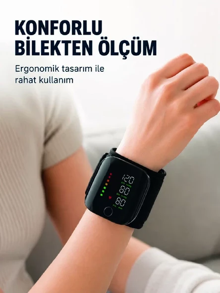 Şarj Edilebilir Bilekten Tansiyon Aleti Tek Tuşla Ölçüm ürün görseli 1