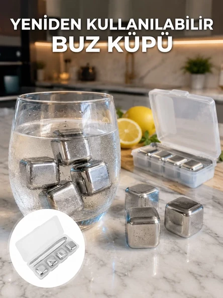 Hızlı Soğutma Özellikli Paslanmaz Metal Buz Küpü Takımı Yeni Nesil ürün görseli 1