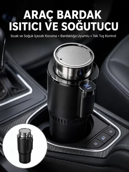 Isıtma Soğutma Özellikli Araç Bardaklığı Çakmak Girişli Akıllı Yeni Nesil ürün görseli 1