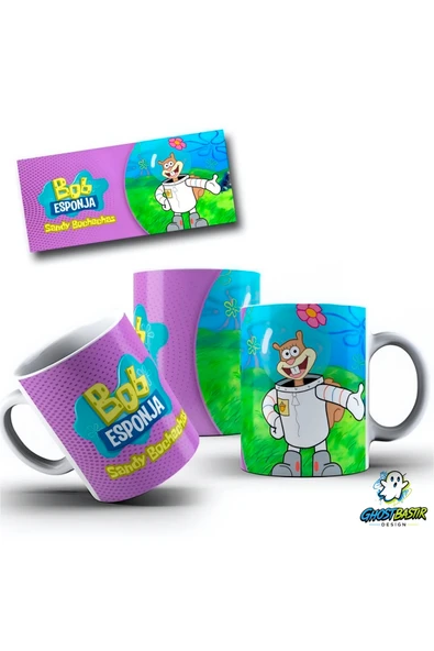 Ghostbastır Desıgn Sünger Bob Sandy Kupa Bardak | Tek Adet K0461 ürün görseli 1