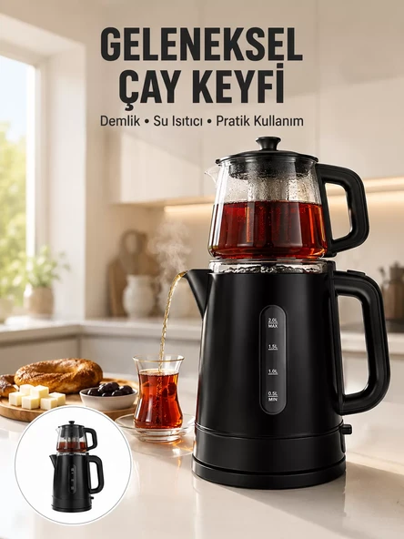 09 L Cam Demlik ve 17 L Su Haznesi ile Çay Keyfi Yeni Nesil ürün görseli 1