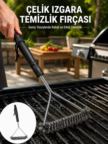 Uzun Saplı Paslanmaz Çelik Izgara Temizlik Fırçası Yeni Nesil ürün görseli 1