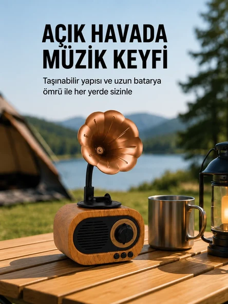Taşınabilir Mini Retro Radyo Bluetooth Hoparlör USB SD AUX Destekli Yeni Nesil ürün görseli 1