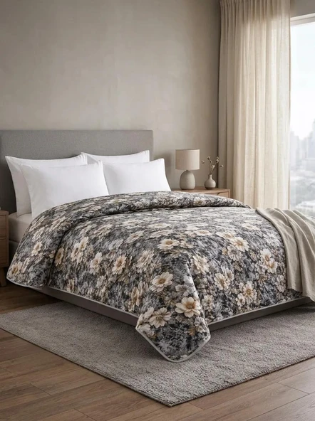 Yatak Örtüsü - Çok Amaçlı - 100% Polyester - Hassas Tuşeli - Basklı - Lüx - Premium - 200 cm x 220 cm ürün görseli 1