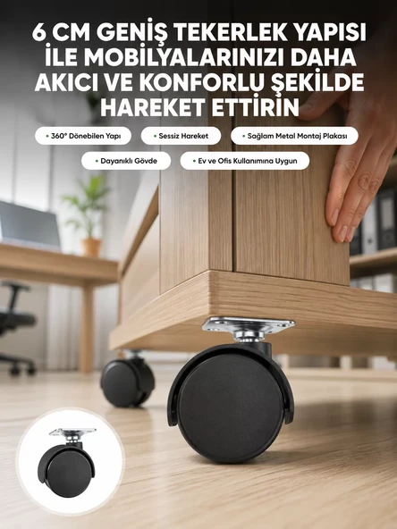 Kilitsiz 6 cm Tekerlek Ayak Tek Adet ürün görseli 1