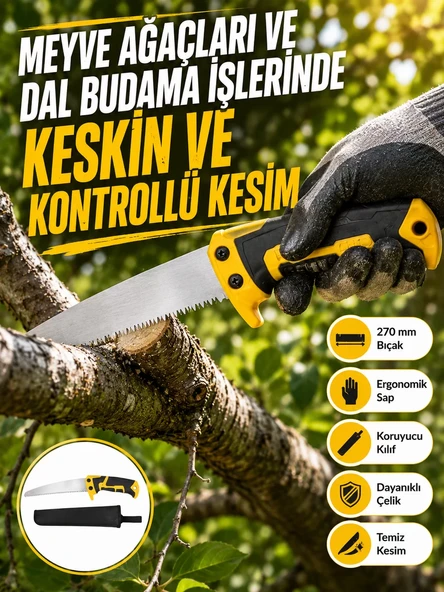 Kılıflı Budama Bahçe Testeresi 270 mm Düz Bıçaklı ürün görseli 1