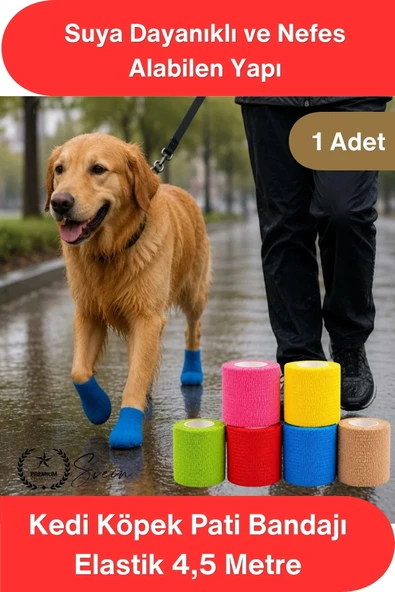 #PatiBandaj Esnek Yara Koruyucu Bakım Su Geçirmez Kendinden Yapışkanlı Kedi Köpek Pati Bandajı Veteriner Sargı Bandı Ela ürün görseli 1