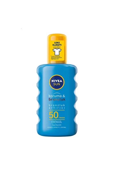 4 ADET Nivea Sun Güneş Spreyi Koruma&Bronzluk SPF 50 200 ml ürün görseli 1
