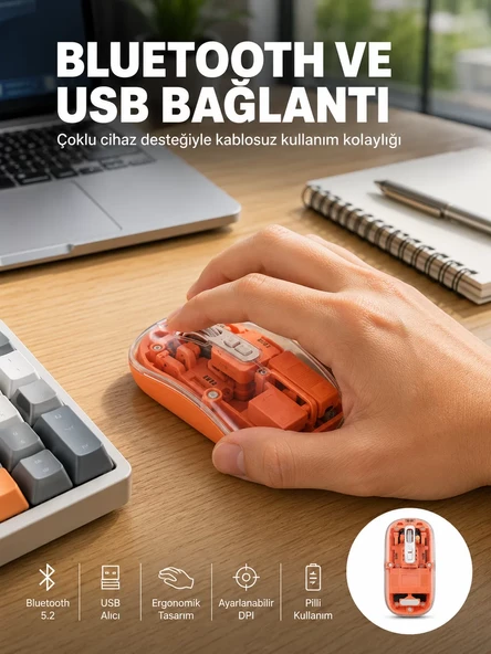 Kablosuz Bluetooth Mouse Şık ve Sessiz Ofis Tasarımı Yeni Nesil ürün görseli 1