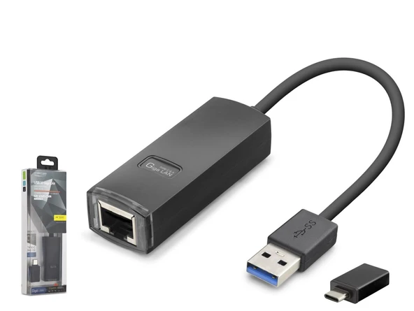 Usb 3.1 Usb Type-c Gen1 Ethernet Adaptör Gigabit Siyah LAN03 ürün görseli 1