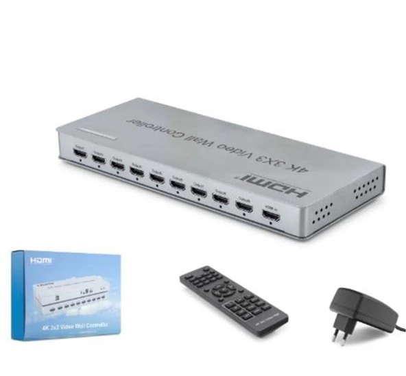 HADRON HDX1434 HDMI Video Wall Controller Kumandalı 4K 9 Ekran Gri ürün görseli 1
