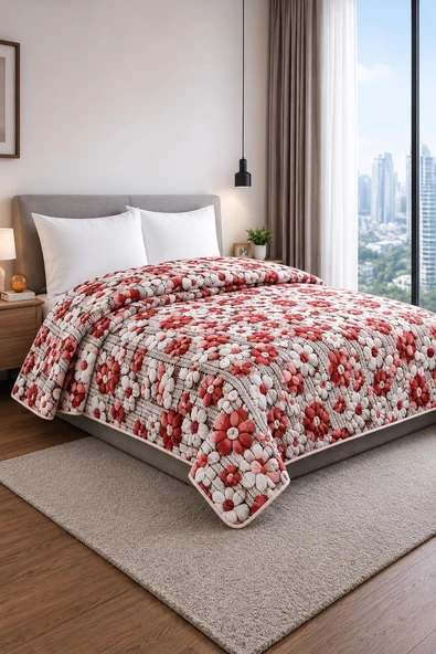 Yatak Örtüsü - Çok Amaçlı - 100% Polyester - Hassas Tuşeli - Basklı - Lüx - Premium - 200 cm x 220 cm ürün görseli 1