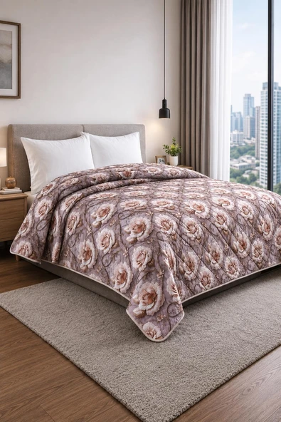 Yatak Örtüsü - Çok Amaçlı - 100% Polyester - Hassas Tuşeli - Basklı - Lüx - Premium - 200 cm x 220 cm ürün görseli 1