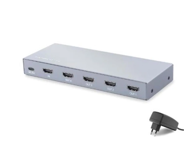 HADRON HDX1432 HDMI Splitter EDID 8K 60 Hz 1 Giriş 4 Çıkış Gri ürün görseli 1