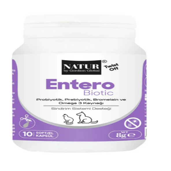 Natur EnteroBiotic 10 Kapsül - Kedi ve Köpek Probiyotik & Prebiyotik Mide Bağırsak Kompleksi ürün görseli 1