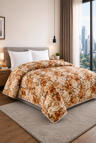 Yatak Örtüsü - Çok Amaçlı - 100% Polyester - Hassas Tuşeli - Basklı - Lüx - Premium - 200 cm x 220 cm ürün görseli 1