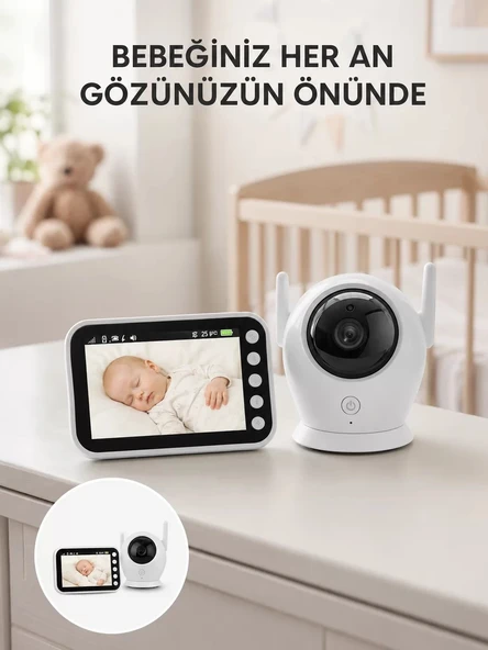 Nevamel® 4.5 İnç Ekranlı Gece Görüşlü Bebek Kamerası ve Monitörü Yeni Nesil ürün görseli 1