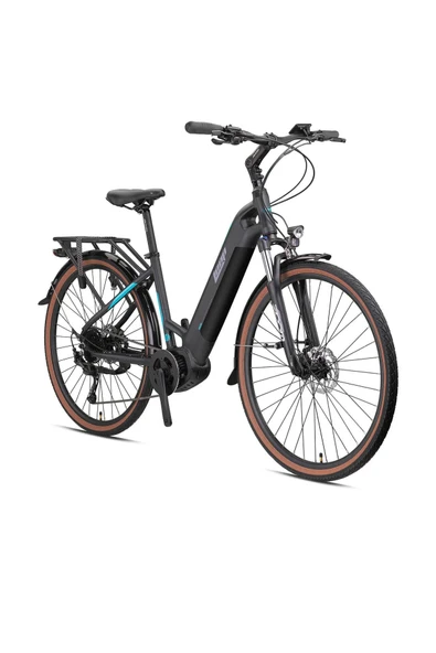 COMMUTER - 28  - CITY 17.5' - 9 Vites - Lady Elektrikli - Mat Siyah-Füme/Turkuaz ürün görseli 1
