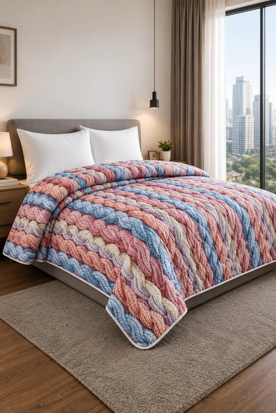 Yatak Örtüsü - Çok Amaçlı - 100% Polyester - Hassas Tuşeli - Basklı - Lüx - Premium - 200 cm x 220 cm ürün görseli 1