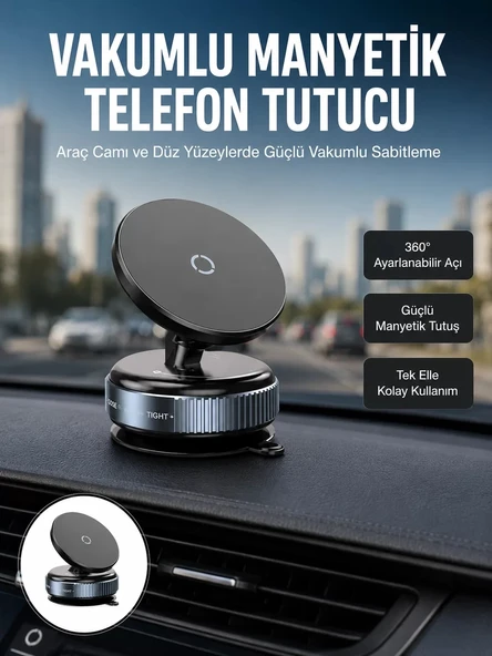 Nevamel® Çok Yönlü Döner Başlıklı Vakumlu Araç Telefon Standı – Sert Yollarda Stabil Kullanım Yeni Nesil ürün görseli 1