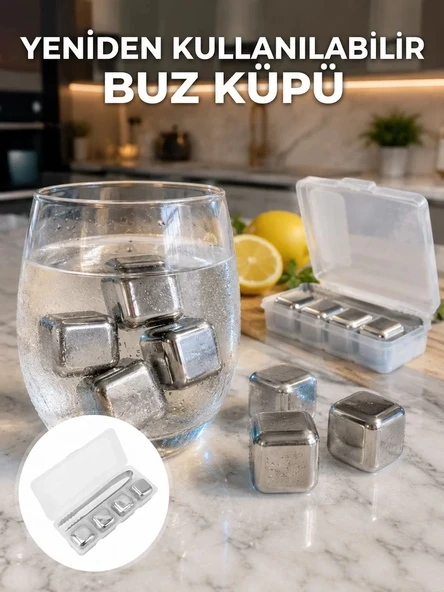 Nevamel® Hızlı Soğutma Özellikli Paslanmaz Metal Buz Küpü Takımı Yeni Nesil ürün görseli 1
